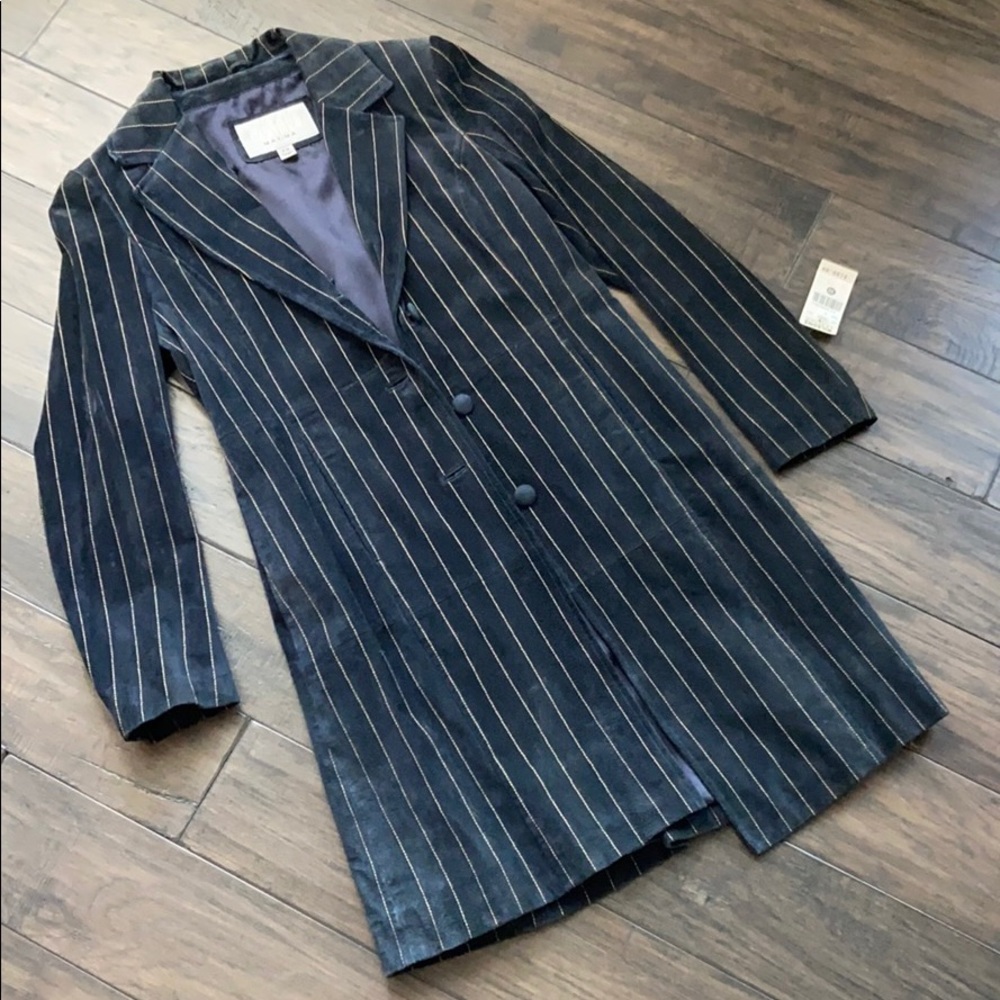 NWT blue suede pinstripe jacket - XS